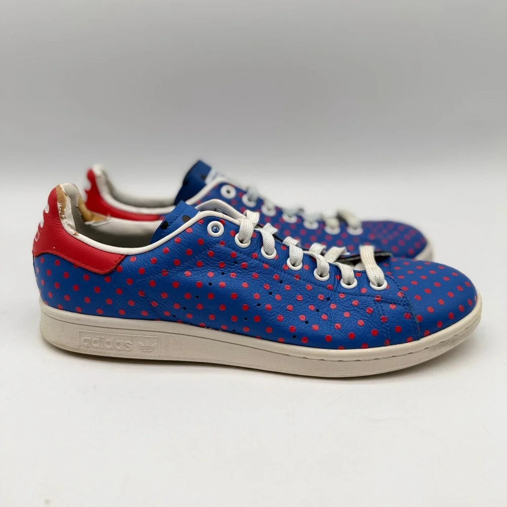 Adidas Mens 10.5 Pharrell Williams Stan Smith Blue Red Polka Dot B25400